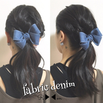 大人も子供も使える♡fabric denim リボン♡リボンシュシュ♡2色展開