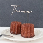 Three  ワイヤー　ケーキトッパー　シャンパンゴールド　𝑤𝑖𝑟𝑒 𝑎𝑟𝑡  お誕生日飾り　英字　文字