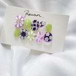 ネイルチップ　夏ネイル　レトロ　ポップ　個性派　カラフル　うねうね　ぷっくり　ニュアンス　オーロラ　お花　古着　カジュアル