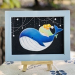 チョークアートで描く★寄り添うくじらの親子🐳