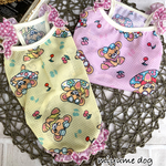 【完成品】犬服 【夏のチェリボン】メッシュ フリルキャミソール ピンク イエロー 夏 くま 3S