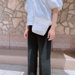 ⭐︎20%off SUMMER SALE⭐︎【フランス生地✳︎ジャガードゼブラ柄(イエローファスナー)】サコッシュ　ショルダーポーチ　パスポートケース　ポーチ