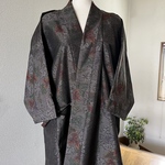 大島紬　着物リメイク　作務衣　未使用反物　商標付き　紅葉柄　大人可愛い上衣　現品限り