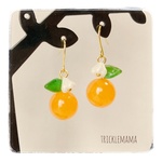 みかんのピアス🍊チェコビーズ×オレンジ翡翠
