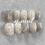 ネイルチップ  ニュアンス　ぷっくり　グレー