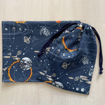 r 40×50 給食セット 巾着&ランチョンマット 宇宙スペースワールドビュー＊両紐