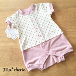 k様オーダー＊レイヤードロンパース＊70size＊slowboat クロシェット(ピンクマロウ)