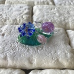 ガラスのカタツムリ親子と紫陽花のセット　G