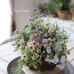 取手付バスケットに♪山アジサイのギャザリング寄せ植え