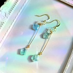  モスアクアマリンとハーキマーダイヤモンドのピアス☆*°天然石×14kgf