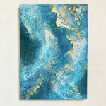 aqua＊抽象画　アクリル画　絵画　テクスチャーアート　海