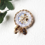 【限定1点】チェコガラスボタンのブローチ（チェコガラスボタン/ブローチ/ビーズ刺繍/鳥）