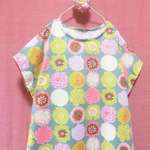 お花模様 半袖ワンピース green