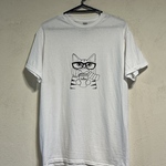 猫＆コーヒー柄　レディースビッグシルエットTシャツ【S～LL】