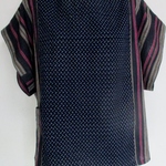 ７１４３　男絣と縞の着物で作ったTシャツ　＃送料無料