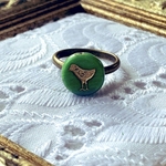 再販✖️6【11号フリーリング💍】#czech beads#チェコビーズ🇨🇿bird12㍉ green