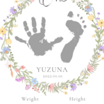1歳記念【手足型アート_フラワー②】3枚セット