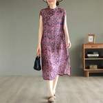 夏、ワンピース、カラムシワンピース、ラミー、麻、ゆったり、パープル