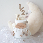 星andくまさんのクレイケーキ☆ハーフバースデー誕生日ケーキ　誕生日ケーキ　記念日　自宅撮影　1歳以外でも承ってます♪