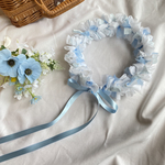 ＊ white × light blue ＊ リボンクラウン 花かんむり ベビークラウン 40cm 45cm 50cm