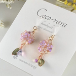 [ﾃﾞｨｯﾌﾟﾌﾗﾜｰ]梅雨晴れの紫陽花ピアス/イヤリング(ピンク)