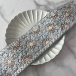 インド刺繍リボン【f-0023】/ブルー