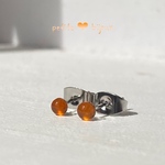 カーネリアン 3mm カボション サージカルステンレス製 ピアス シルバーカラー