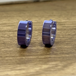 アレルギー対応！刻印可能　ステンレス製　パープル１３ｍｍフープピアス
