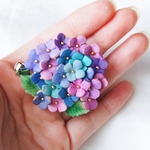 紫陽花　の　ブローチピン　クリップ　