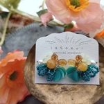 《saita》yellow × blue green つぶつぶ刺繍ピアス ／イヤリング