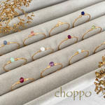 選べる2本＊シンプルな誕生石の１粒リング　14㎏f　オープンリング　重ね付け　華奢　天然石　ピンキーリング　