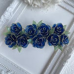 大きめバレッタ「Rose bouquet」〜サファイアブルー　送料無料
