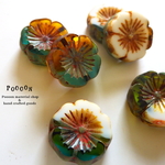 【再入荷】toropical flower 14mm テーブルカット チェコビーズ 5個