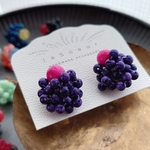 《saita》つぼみちゃん purple つぶつぶ刺繍ピアス ／イヤリング