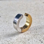 1個(片耳分) サージカルステンレス 316L バイカラー イヤーカフ ワンタッチ 開閉式 はさむだけ 痛くなりにくい 重ね付け イヤリング フープ 金属アレルギー対応 片耳 ユニセックス メンズ