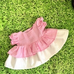 リーナベルちゃん　ステラルーちゃんのお洋服☆　ピンクのギンガムチェックの2段フリルワンピース