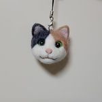 羊毛フェルト 三毛猫ちゃん  ストラップ