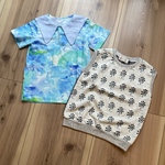 【オーダー】【110size】 綿100% 海水浴柄　セーラー衿Tシャツ【120】ノースリーブカットソー