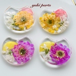 4個（2種類）カラフル　フラワー　押し花　プレート　穴あき　レジンパーツ　レジンカボション#637（再販なし）