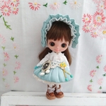 P-37  2点セット プチブライス服  ドレス・ヘアバンドの2点セット　プチブライスアウトフィット プチブライス