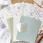 【閉店 SALE】花柄デザインペーパー＆ラベルセット　gray　40枚