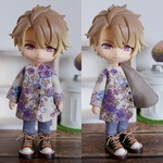 生成×紫の柄　袖まくりカーディガン　ねんどろいどどーるオビツ11共有サイズ）