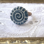 【spiral 🌀ring】11号フリーサイズ blue/white#czech beads