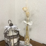 鳥カゴとガラスボトルアレンジセット（コースター付き）