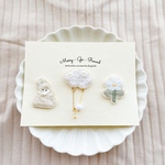 うさぎ/雲/花 ┆刺繍ピンバッジ3点セット