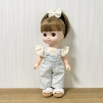 サロペット（花刺繍）＆ブラウス♡メルちゃんソランちゃん服ハンドメイド