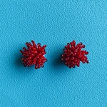 イソギンチャク みたいな イヤリング / ピアス 赤 小ぶり 夏 海