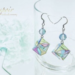 レジン ステンドグラス 四角ピアス/イヤリング