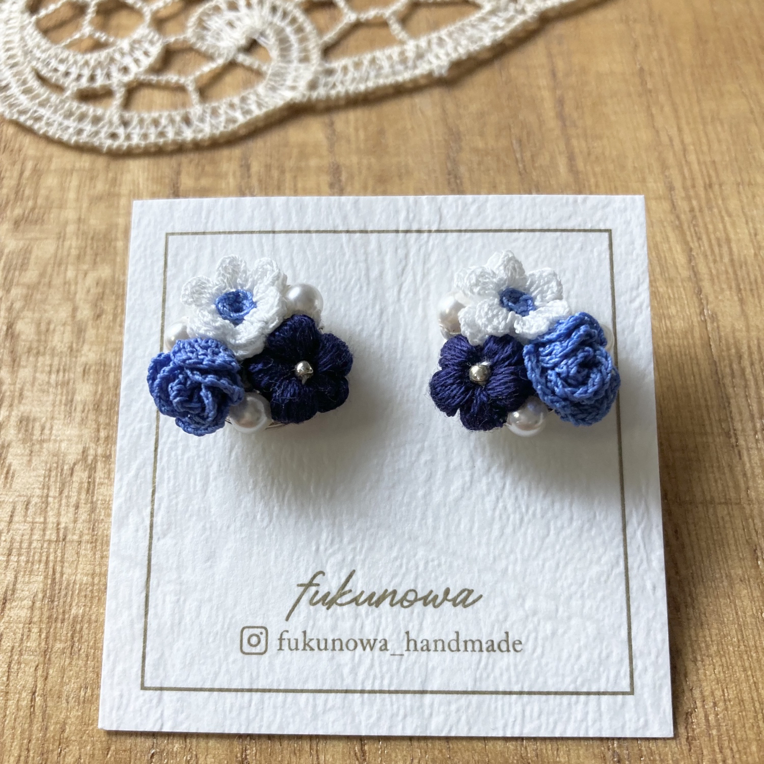 かぎ針編み 一輪花ピアス ブルー - fukunowa | minne byGMOペパボ 国内