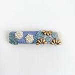 𓊈サマーセール𓊉ビーズつめつめバレッタ（ブルー&ブルーグリーン）